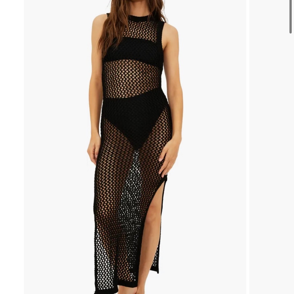 Beach Riot Black Mesh Midi Dress